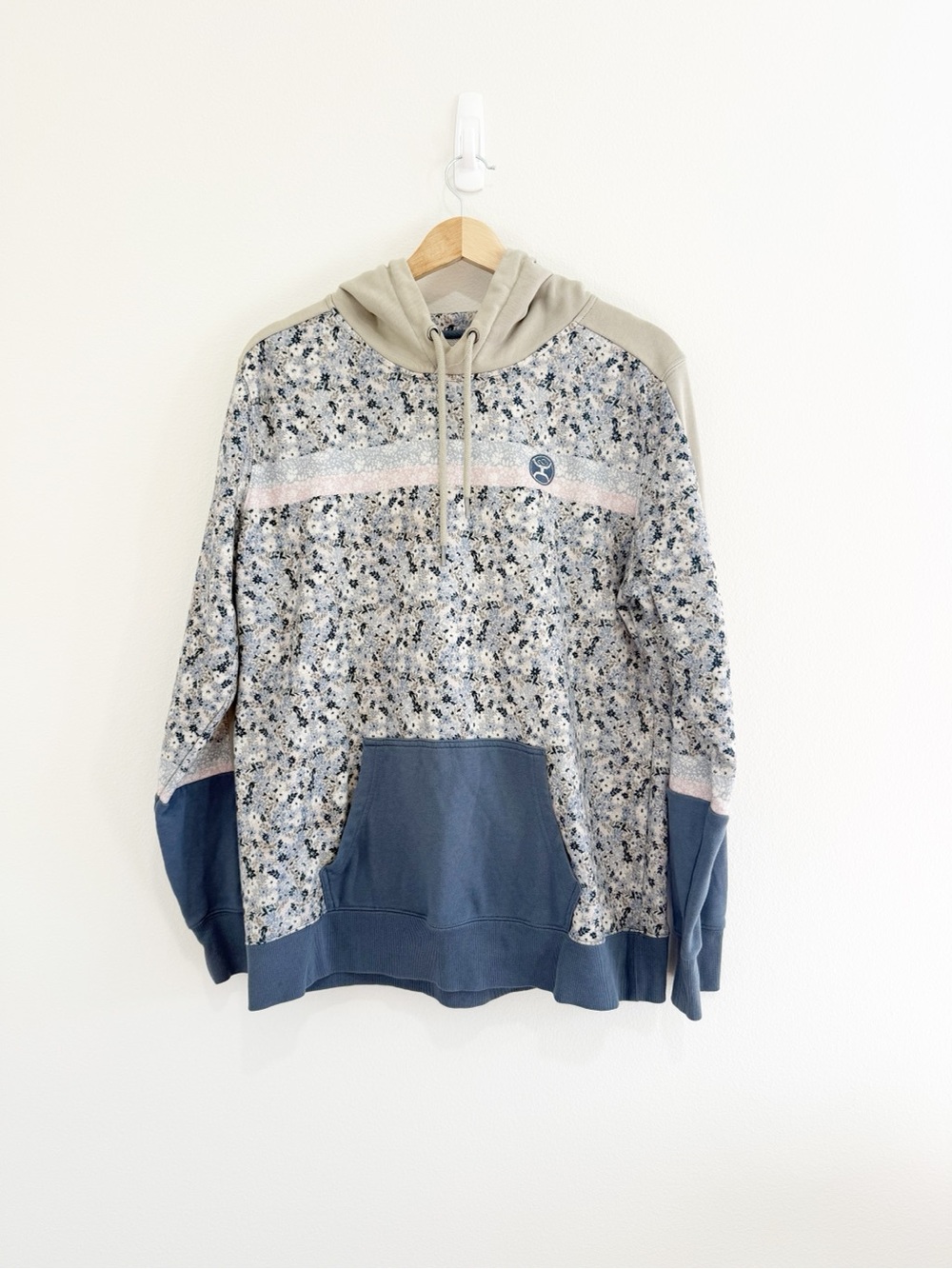 Hooey Women's Blue Ditzy Floral Hoodie Sweatshirt Western Cowgirl Size Large